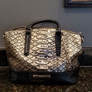 Brahmin Black metallic gold snakeskin Bag